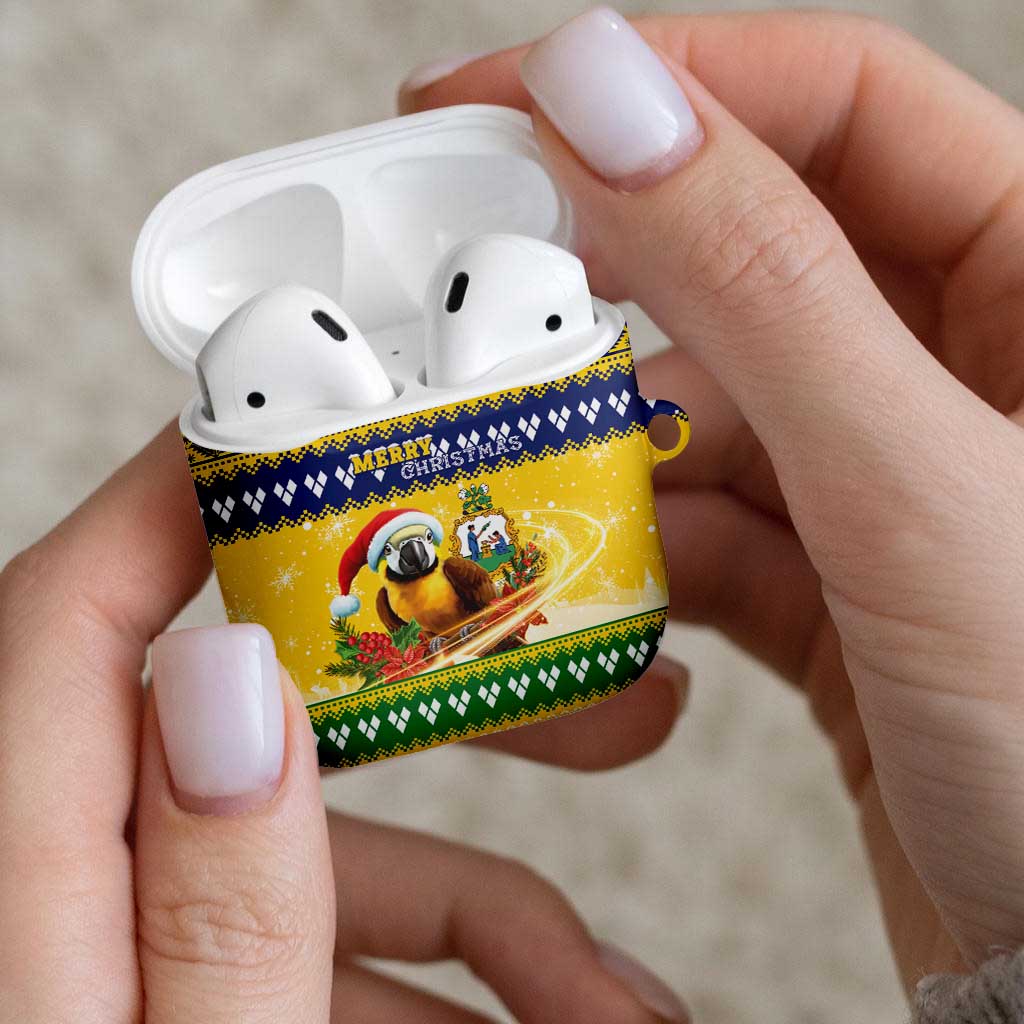 Saint Vincent And The Grenadines Christmas AirPods Case Santa Vincent Parrot With Coat Of Arms - Wonder Print Shop