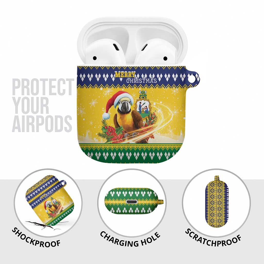 Saint Vincent And The Grenadines Christmas AirPods Case Santa Vincent Parrot With Coat Of Arms - Wonder Print Shop