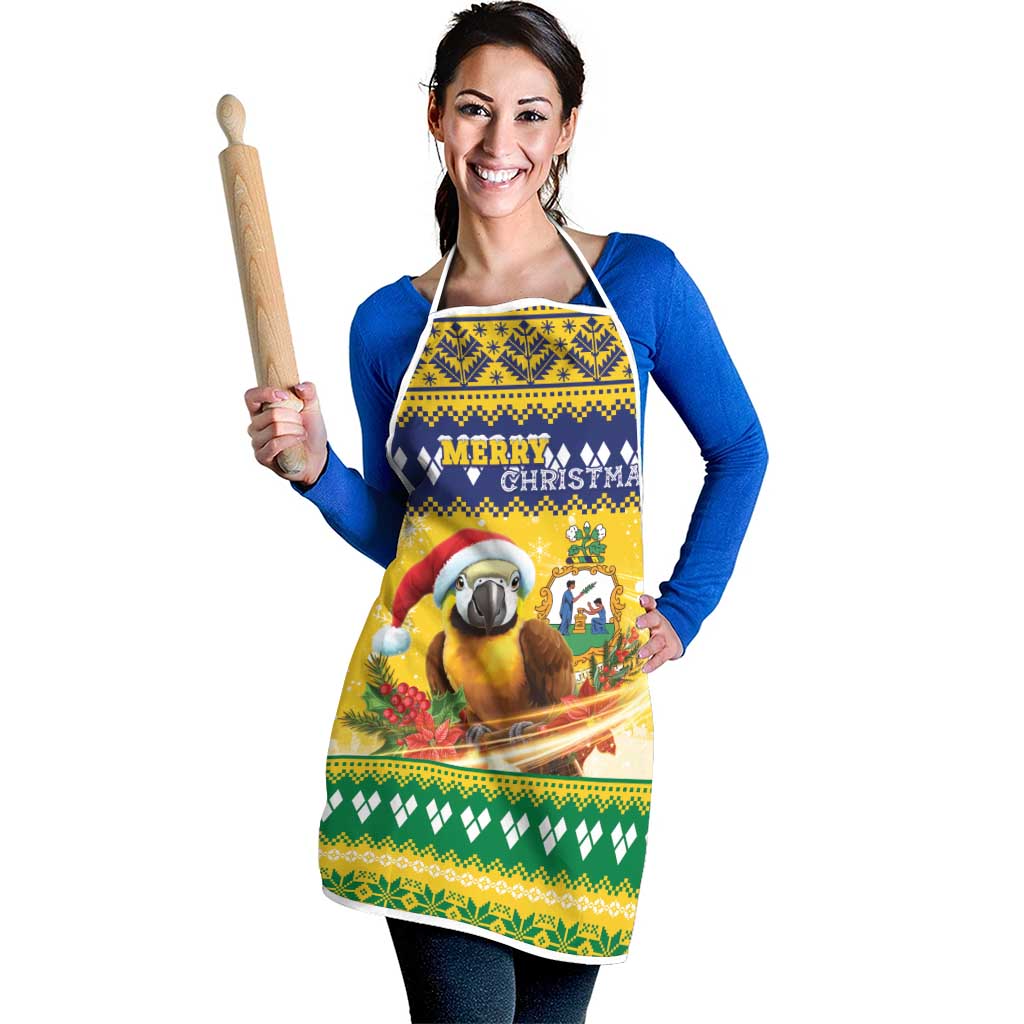 Saint Vincent And The Grenadines Christmas Apron Santa Vincent Parrot With Coat Of Arms - Wonder Print Shop