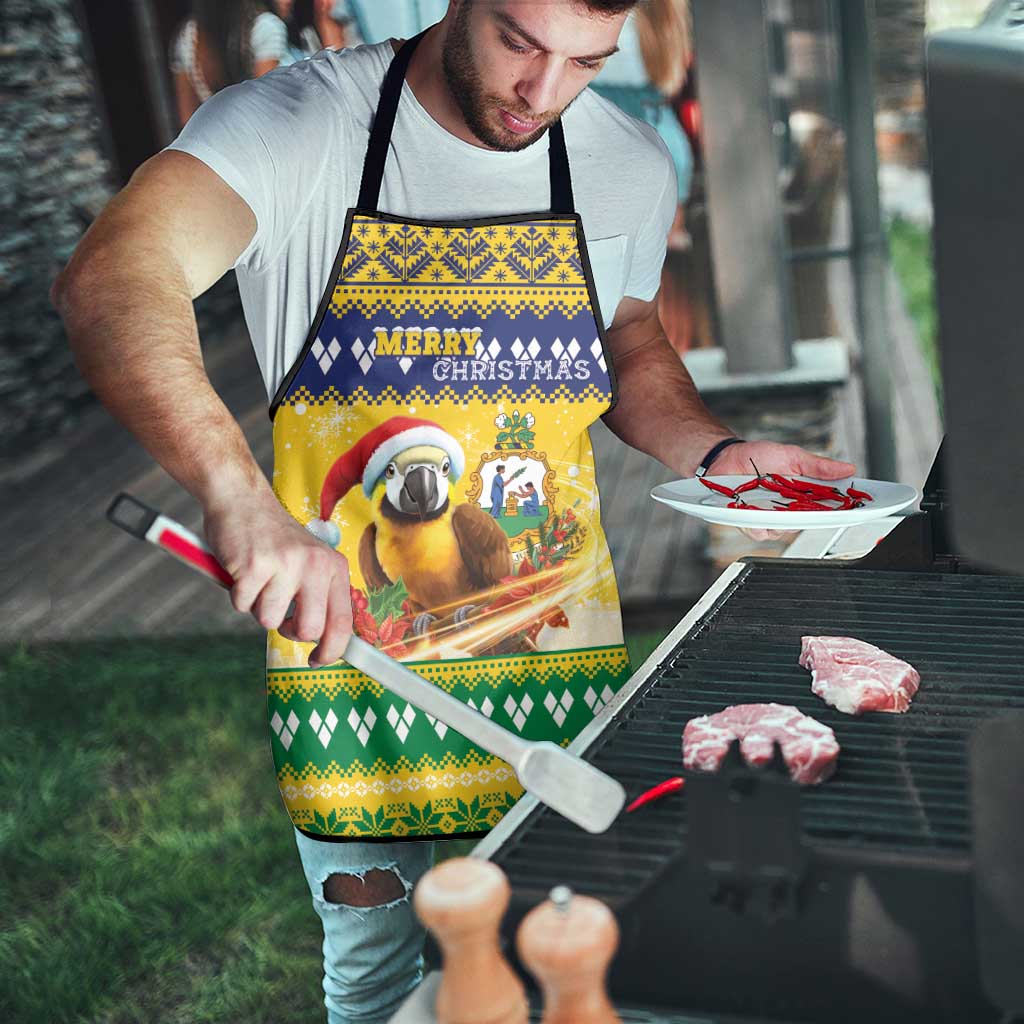 Saint Vincent And The Grenadines Christmas Apron Santa Vincent Parrot With Coat Of Arms - Wonder Print Shop