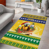 Saint Vincent And The Grenadines Christmas Area Rug Santa Vincent Parrot With Coat Of Arms - Wonder Print Shop