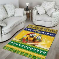 Saint Vincent And The Grenadines Christmas Area Rug Santa Vincent Parrot With Coat Of Arms - Wonder Print Shop