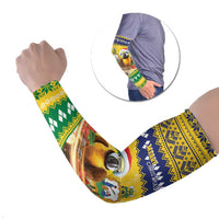 Saint Vincent And The Grenadines Christmas Arm Sleeves Santa Vincent Parrot With Coat Of Arms - Wonder Print Shop