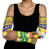 Saint Vincent And The Grenadines Christmas Arm Sleeves Santa Vincent Parrot With Coat Of Arms - Wonder Print Shop