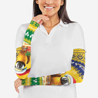 Saint Vincent And The Grenadines Christmas Arm Sleeves Santa Vincent Parrot With Coat Of Arms - Wonder Print Shop
