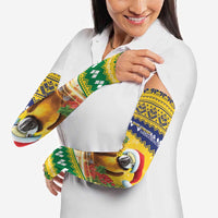 Saint Vincent And The Grenadines Christmas Arm Sleeves Santa Vincent Parrot With Coat Of Arms - Wonder Print Shop