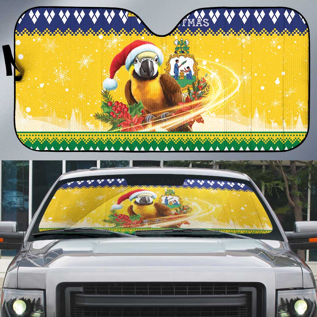 Saint Vincent And The Grenadines Christmas Auto Sun Shade Santa Vincent Parrot With Coat Of Arms - Wonder Print Shop