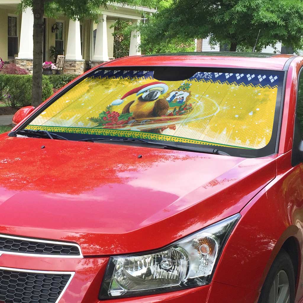 Saint Vincent And The Grenadines Christmas Auto Sun Shade Santa Vincent Parrot With Coat Of Arms - Wonder Print Shop
