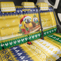 Saint Vincent And The Grenadines Christmas Back Car Seat Cover Santa Vincent Parrot With Coat Of Arms - Wonder Print Shop