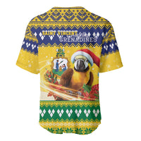 Saint Vincent And The Grenadines Christmas Baseball Jersey Santa Vincent Parrot With Coat Of Arms - Wonder Print Shop