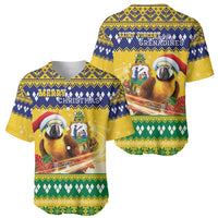 Saint Vincent And The Grenadines Christmas Baseball Jersey Santa Vincent Parrot With Coat Of Arms - Wonder Print Shop