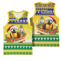 Saint Vincent And The Grenadines Christmas Basketball Jersey Santa Vincent Parrot With Coat Of Arms - Wonder Print Shop
