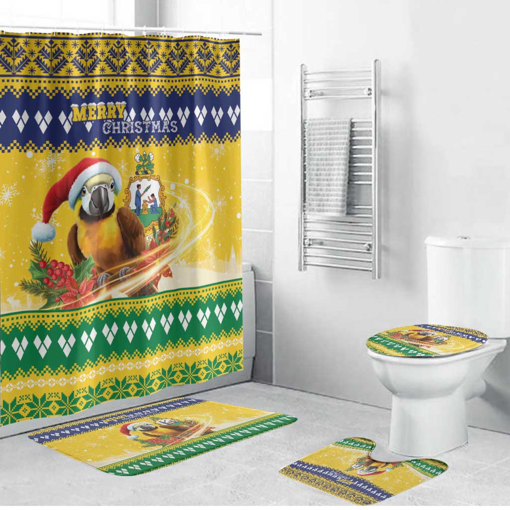 Saint Vincent And The Grenadines Christmas Bathroom Set Santa Vincent Parrot With Coat Of Arms - Wonder Print Shop