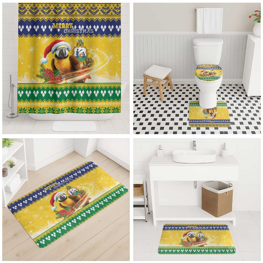 Saint Vincent And The Grenadines Christmas Bathroom Set Santa Vincent Parrot With Coat Of Arms - Wonder Print Shop