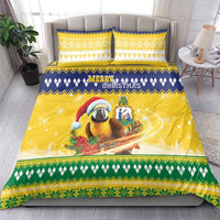 Saint Vincent And The Grenadines Christmas Bedding Set Santa Vincent Parrot With Coat Of Arms - Wonder Print Shop