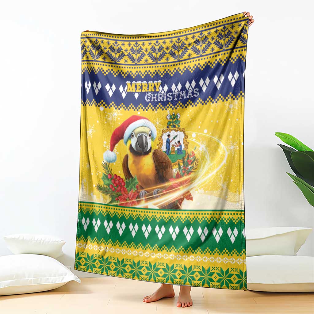 Saint Vincent And The Grenadines Christmas Blanket Santa Vincent Parrot With Coat Of Arms - Wonder Print Shop
