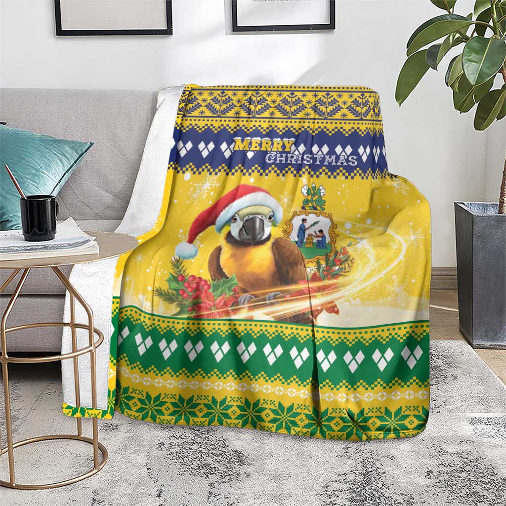 Saint Vincent And The Grenadines Christmas Blanket Santa Vincent Parrot With Coat Of Arms - Wonder Print Shop