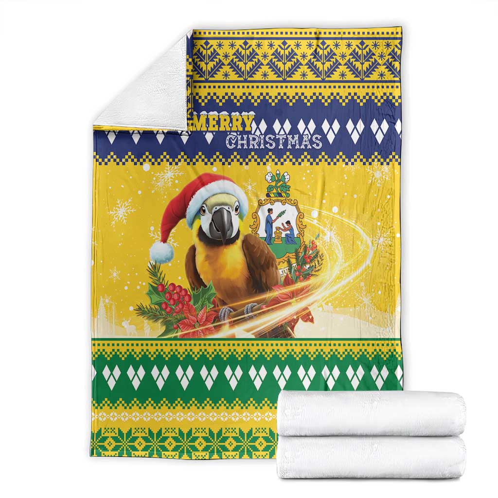 Saint Vincent And The Grenadines Christmas Blanket Santa Vincent Parrot With Coat Of Arms - Wonder Print Shop