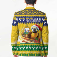 Saint Vincent And The Grenadines Christmas Blazer Santa Vincent Parrot With Coat Of Arms - Wonder Print Shop