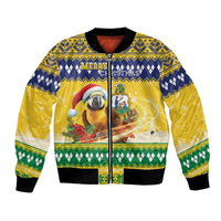 Saint Vincent And The Grenadines Christmas Bomber Jacket Santa Vincent Parrot With Coat Of Arms - Wonder Print Shop
