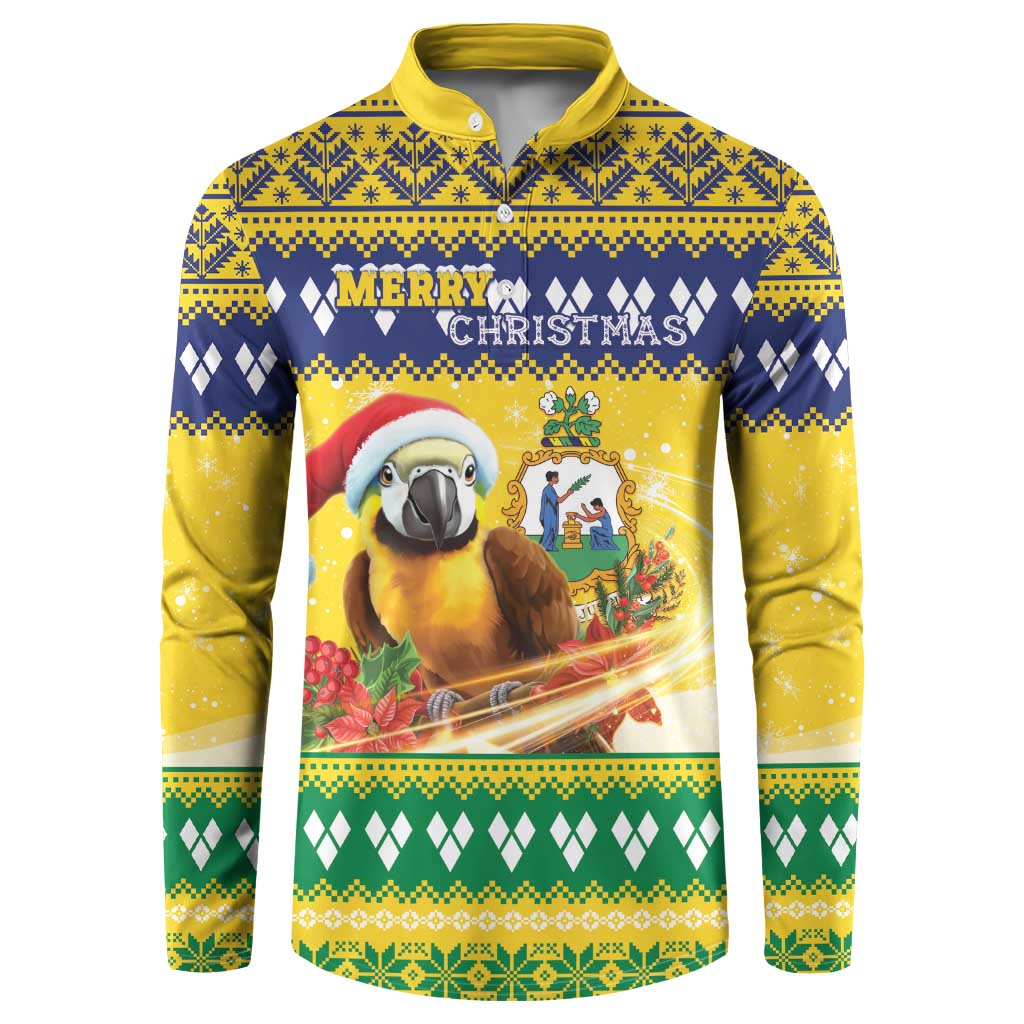 Saint Vincent And The Grenadines Christmas Button Sweatshirt Santa Vincent Parrot With Coat Of Arms - Wonder Print Shop