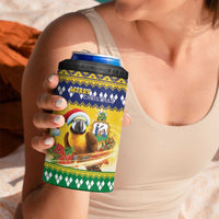 Saint Vincent And The Grenadines Christmas 4 in 1 Can Cooler Tumbler Santa Vincent Parrot With Coat Of Arms - Wonder Print Shop