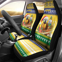 Saint Vincent And The Grenadines Christmas Car Seat Cover Santa Vincent Parrot With Coat Of Arms - Wonder Print Shop