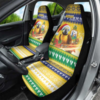 Saint Vincent And The Grenadines Christmas Car Seat Cover Santa Vincent Parrot With Coat Of Arms - Wonder Print Shop