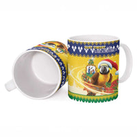 Saint Vincent And The Grenadines Christmas Ceramic Mug Santa Vincent Parrot With Coat Of Arms - Wonder Print Shop