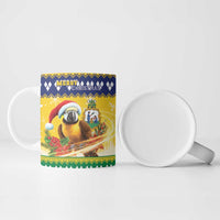 Saint Vincent And The Grenadines Christmas Ceramic Mug Santa Vincent Parrot With Coat Of Arms - Wonder Print Shop