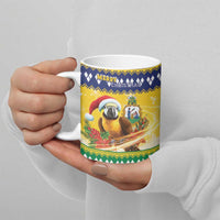 Saint Vincent And The Grenadines Christmas Ceramic Mug Santa Vincent Parrot With Coat Of Arms - Wonder Print Shop