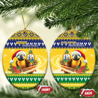 Saint Vincent And The Grenadines Christmas Ceramic Ornament Santa Vincent Parrot With Coat Of Arms - Wonder Print Shop
