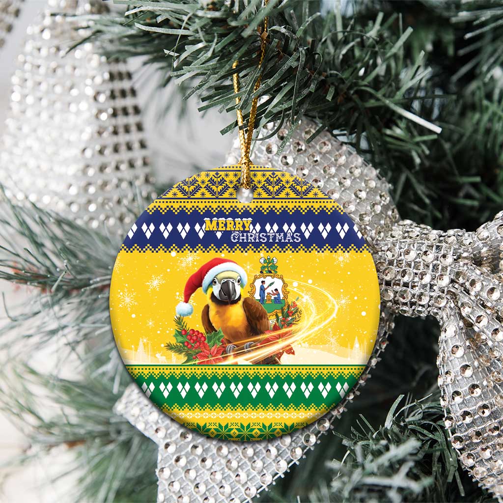 Saint Vincent And The Grenadines Christmas Ceramic Ornament Santa Vincent Parrot With Coat Of Arms - Wonder Print Shop