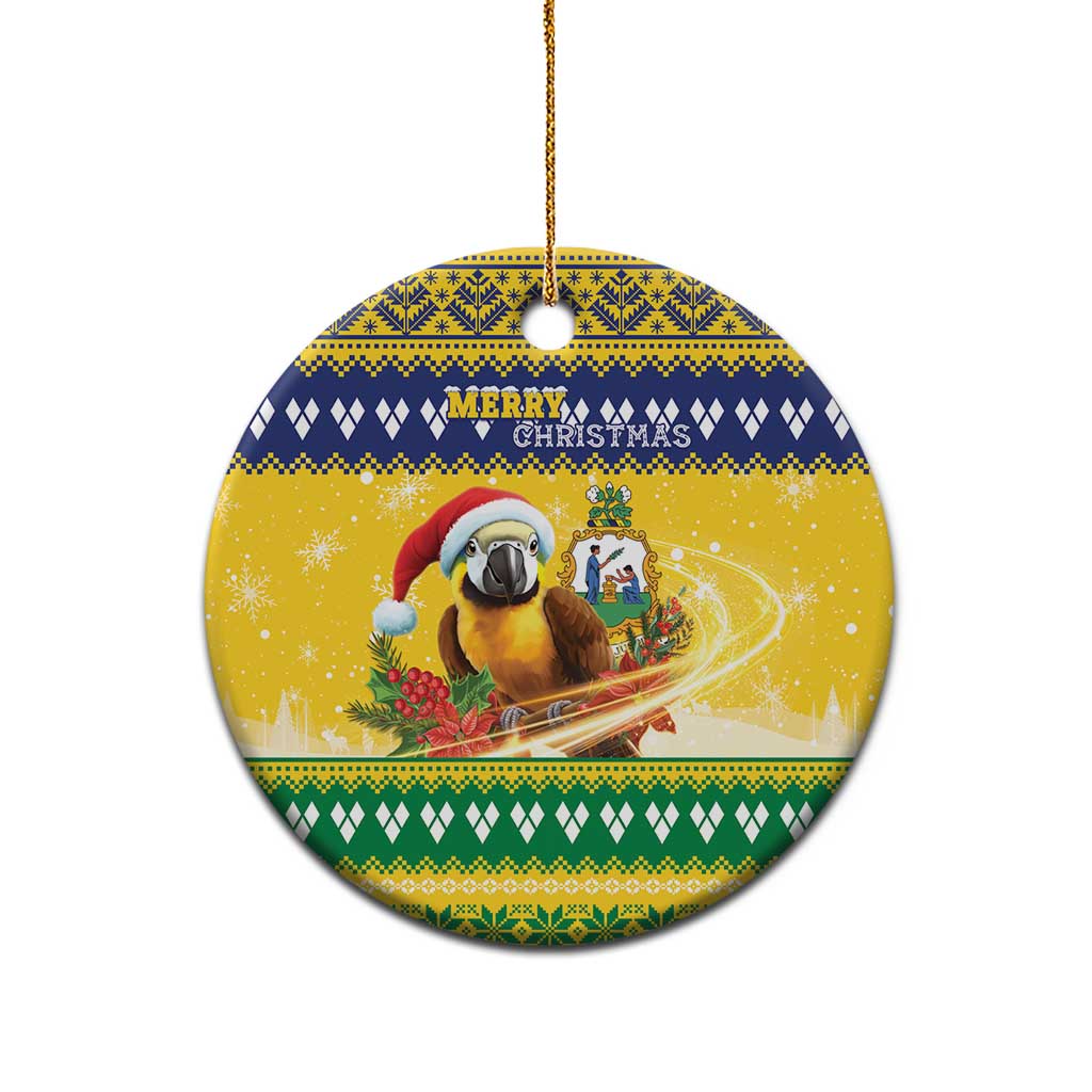 Saint Vincent And The Grenadines Christmas Ceramic Ornament Santa Vincent Parrot With Coat Of Arms - Wonder Print Shop