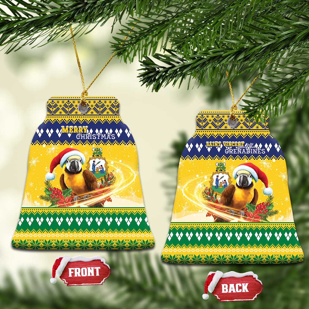 Saint Vincent And The Grenadines Christmas Ceramic Ornament Santa Vincent Parrot With Coat Of Arms - Wonder Print Shop