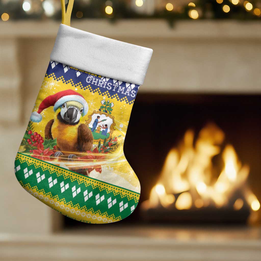 Saint Vincent And The Grenadines Christmas Stocking Santa Vincent Parrot With Coat Of Arms - Wonder Print Shop