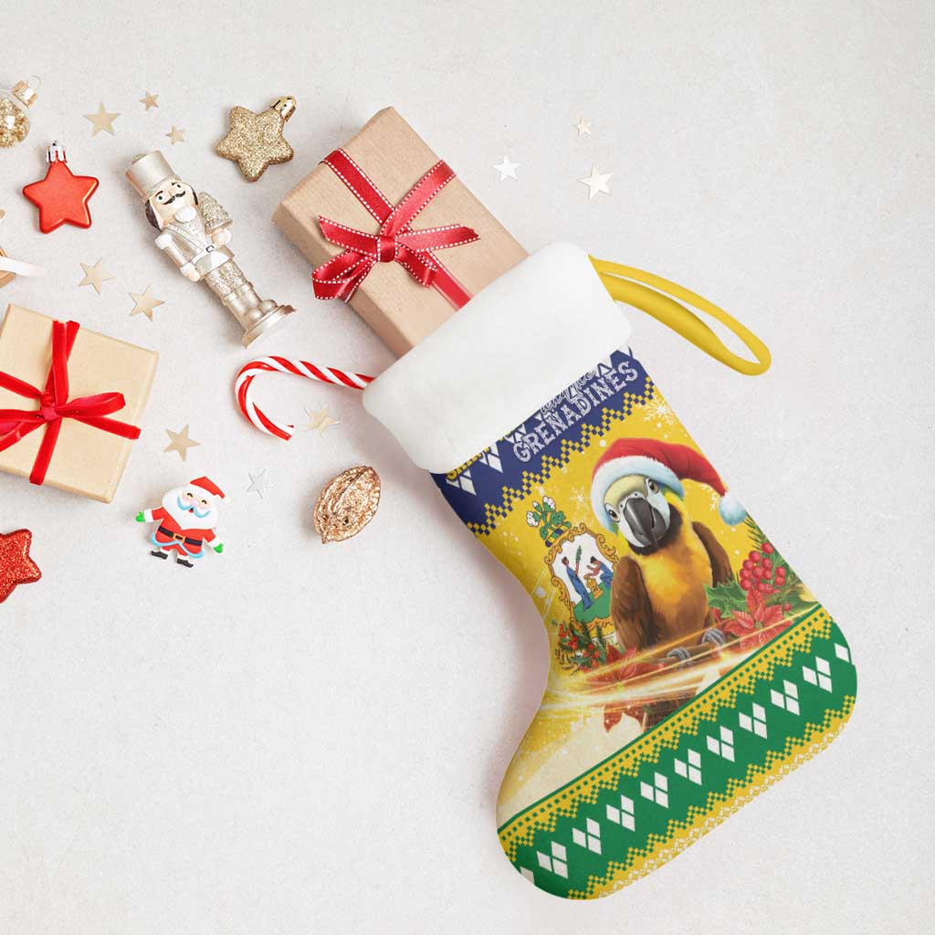 Saint Vincent And The Grenadines Christmas Stocking Santa Vincent Parrot With Coat Of Arms - Wonder Print Shop