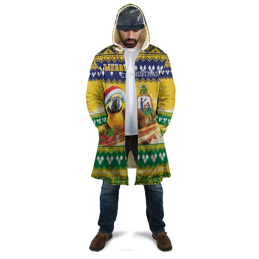 Saint Vincent And The Grenadines Christmas Cloak Santa Vincent Parrot With Coat Of Arms - Wonder Print Shop