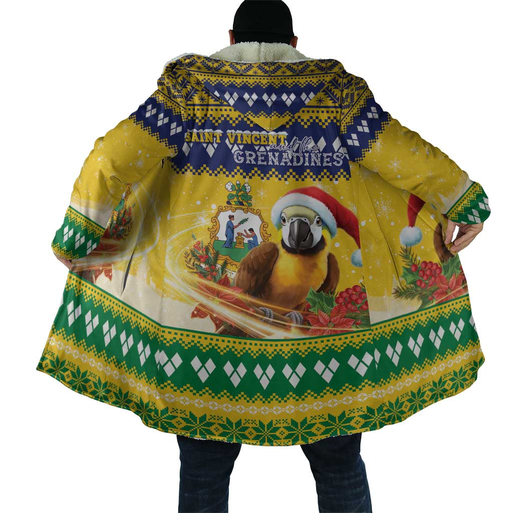 Saint Vincent And The Grenadines Christmas Cloak Santa Vincent Parrot With Coat Of Arms - Wonder Print Shop