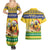 Saint Vincent And The Grenadines Christmas Couples Matching Summer Maxi Dress and Hawaiian Shirt Santa Vincent Parrot With Coat Of Arms - Wonder Print Shop