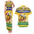 Saint Vincent And The Grenadines Christmas Couples Matching Tank Maxi Dress and Hawaiian Shirt Santa Vincent Parrot With Coat Of Arms - Wonder Print Shop