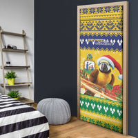 Saint Vincent And The Grenadines Christmas Door Cover Santa Vincent Parrot With Coat Of Arms - Wonder Print Shop