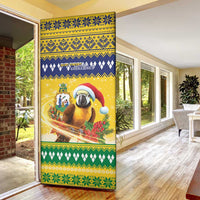 Saint Vincent And The Grenadines Christmas Door Cover Santa Vincent Parrot With Coat Of Arms - Wonder Print Shop