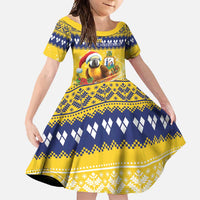 Saint Vincent And The Grenadines Christmas Family Matching Long Sleeve Bodycon Dress and Hawaiian Shirt Santa Vincent Parrot With Coat Of Arms - Wonder Print Shop