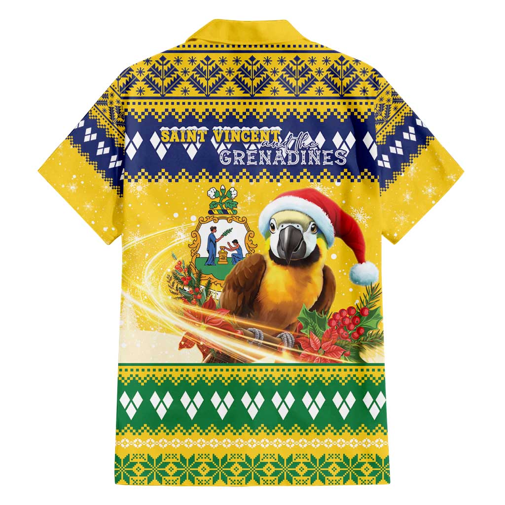 Saint Vincent And The Grenadines Christmas Family Matching Long Sleeve Bodycon Dress and Hawaiian Shirt Santa Vincent Parrot With Coat Of Arms - Wonder Print Shop