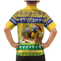 Saint Vincent And The Grenadines Christmas Family Matching Mermaid Dress and Hawaiian Shirt Santa Vincent Parrot With Coat Of Arms - Wonder Print Shop