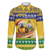 Saint Vincent And The Grenadines Christmas Family Matching Off The Shoulder Long Sleeve Dress and Hawaiian Shirt Santa Vincent Parrot With Coat Of Arms - Wonder Print Shop