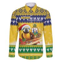 Saint Vincent And The Grenadines Christmas Family Matching Off Shoulder Maxi Dress and Hawaiian Shirt Santa Vincent Parrot With Coat Of Arms - Wonder Print Shop