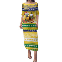 Saint Vincent And The Grenadines Christmas Family Matching Puletasi and Hawaiian Shirt Santa Vincent Parrot With Coat Of Arms - Wonder Print Shop