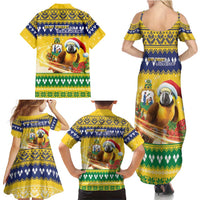 Saint Vincent And The Grenadines Christmas Family Matching Summer Maxi Dress and Hawaiian Shirt Santa Vincent Parrot With Coat Of Arms - Wonder Print Shop